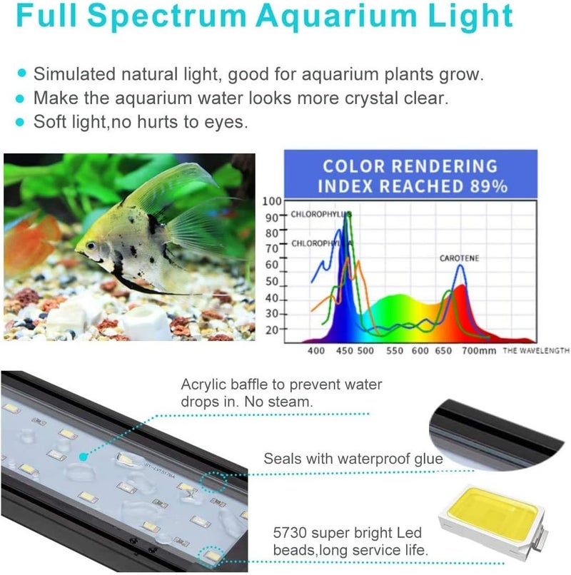 Hygger 9W-32W Aquarium Light, Dimmable LED Aquarium Light with Timer, Aluminum Alloy Shell Extendable Brackets, External Controller, Full Spectrum Fish Tank Lights for Fish and Plant - Image 3