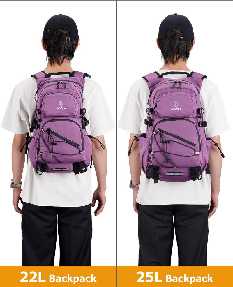 NOOLA Hydration Backpack with 3L Water Bladder - 25L Water Backpack for Hiking, Cycling, Running, Biking - Lightweight Hiking Pack Bag with Rain Cover, Phone Holder and Trekking Pole Holders, Purple - Image 2
