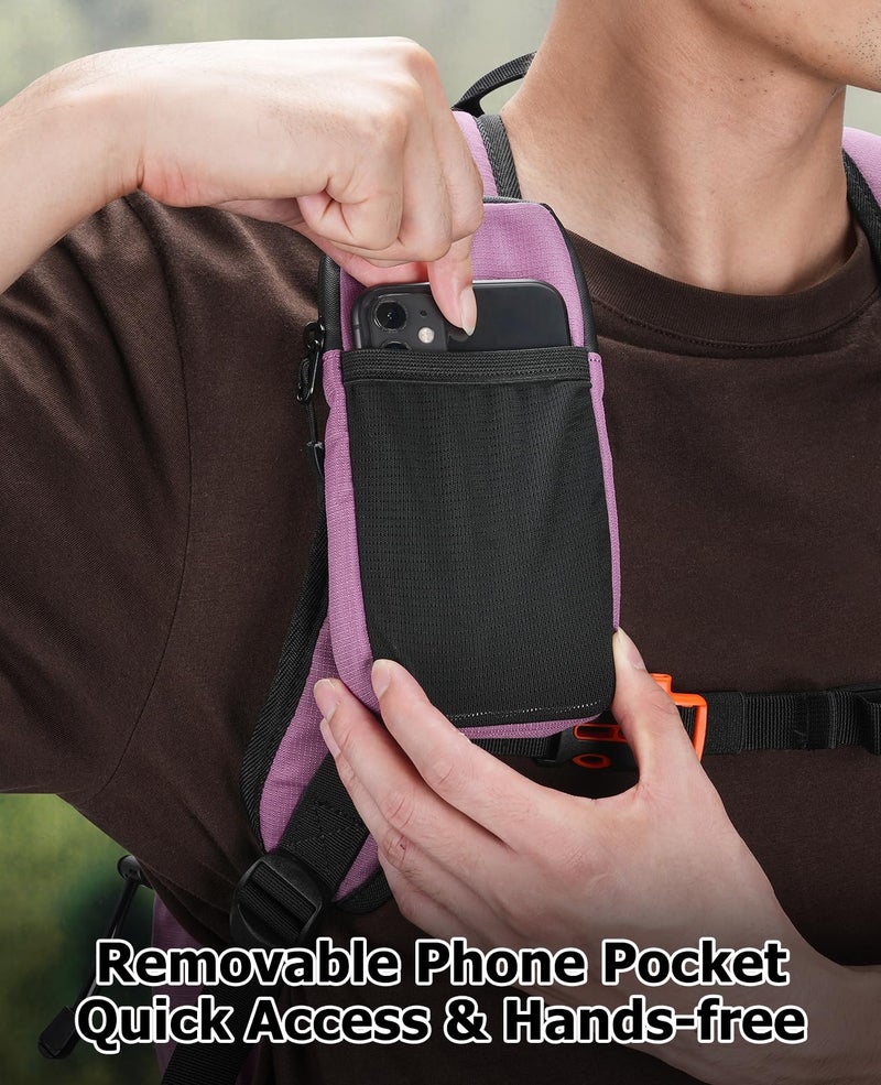 NOOLA Hydration Backpack with 3L Water Bladder - 25L Water Backpack for Hiking, Cycling, Running, Biking - Lightweight Hiking Pack Bag with Rain Cover, Phone Holder and Trekking Pole Holders, Purple - Image 5