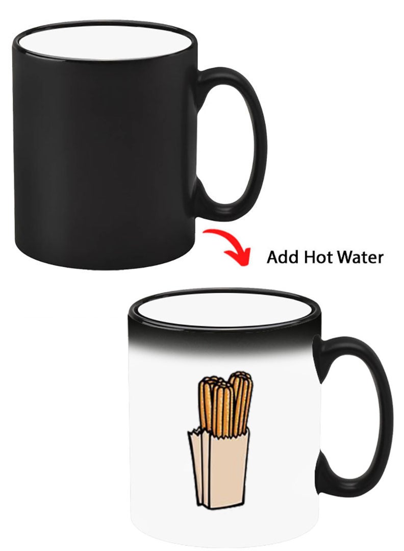 Theodor Color Changing Heat Sensitive Ceramic Mug, Image Revealed When HOT Liquid is Added! Dessert Churos - Image 1