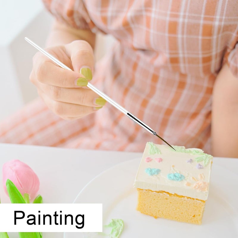 Aster 15Pcs Cake Decorating Brushes, Cake Painting Brushes Kit Food Safe Paint Brushes Multiple Function Cookie Brushes Fondant Sugar DIY Tool Set Candy Icing Pastry Brush for Baking(White) - Image 4