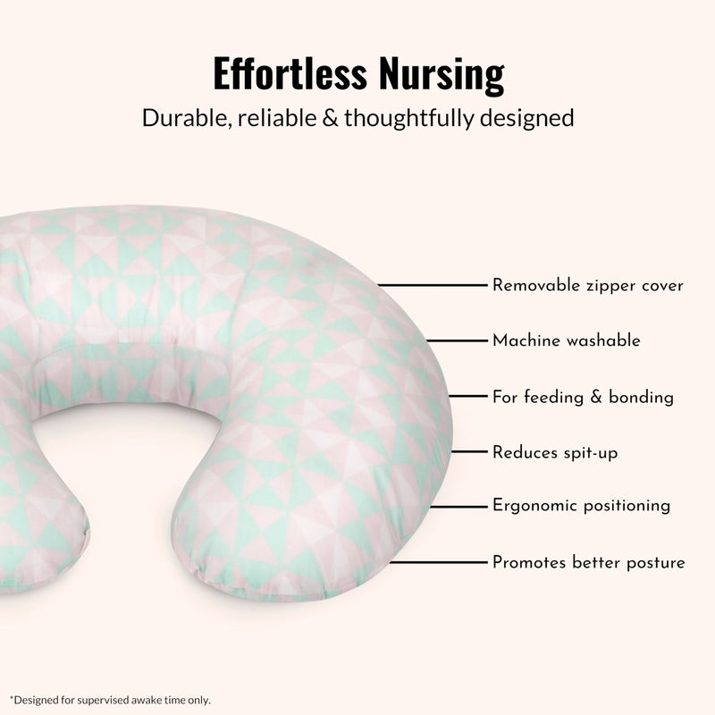 Dream On Me Beeboo Nursing Pillow and Positioner, Breastfeeding and Bottlefeeding Pillow, Removable and Washable Pillow Cover, Soft and Breathable Fabric, Pink and Blue (Pack of 1) - Image 5