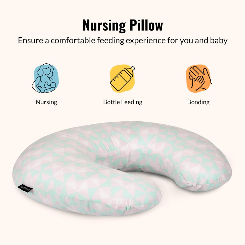 Dream On Me Beeboo Nursing Pillow and Positioner, Breastfeeding and Bottlefeeding Pillow, Removable and Washable Pillow Cover, Soft and Breathable Fabric, Pink and Blue (Pack of 1) - Image 4