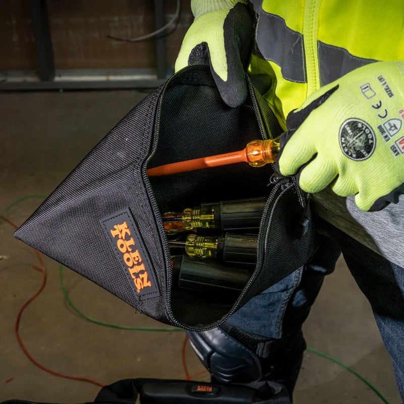 Klein Tools 12.5-Inch Cordura Nylon Zipper Tool Pouch - Heavy-Duty Black Storage Bag - Image 4