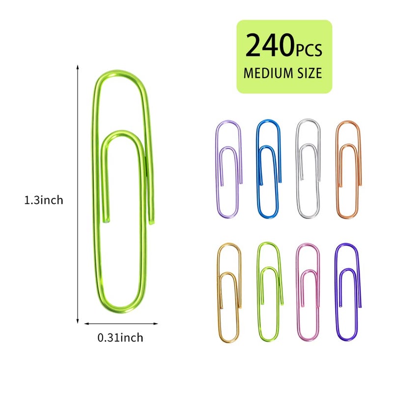 SOTMALTK Paper Clips, 240pcs Medium Size Colored, PaperClips Assorted Colors, Paper Clips for Paperwork Office School and Personal Use - Image 4