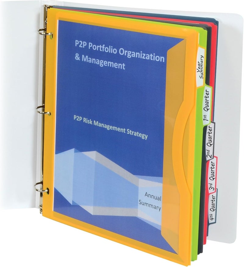 C-Line حافظات 5-تب مع علامات فهرسة قابلة للكتابة، ألوان متنوعة، 8.5 × 11 بوصة، 5 حافظات لكل مجموعة (06650) (عبوة من 2) - Image 3