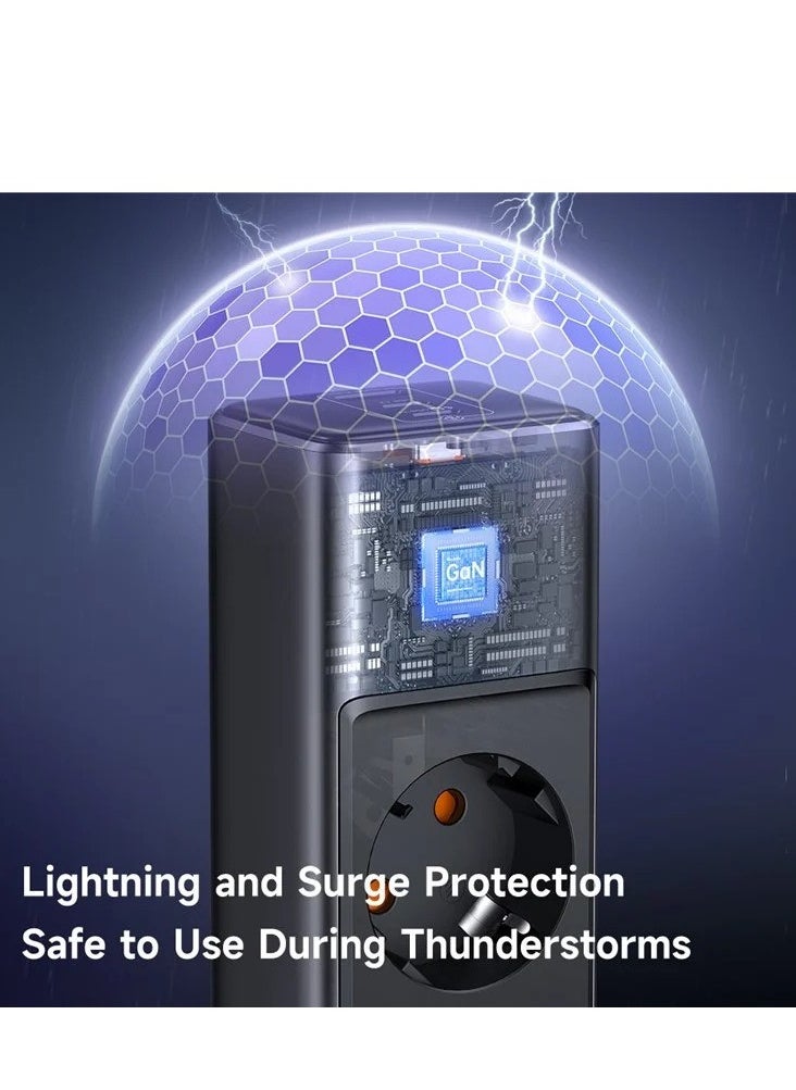 Mcdodo CH-0620 (3xAC Sockets + 2xUSB-C Ports + 1xUSB-A Port) 6-in-1 30W GaN Surge Protection Power Strip -Black  - Image 4