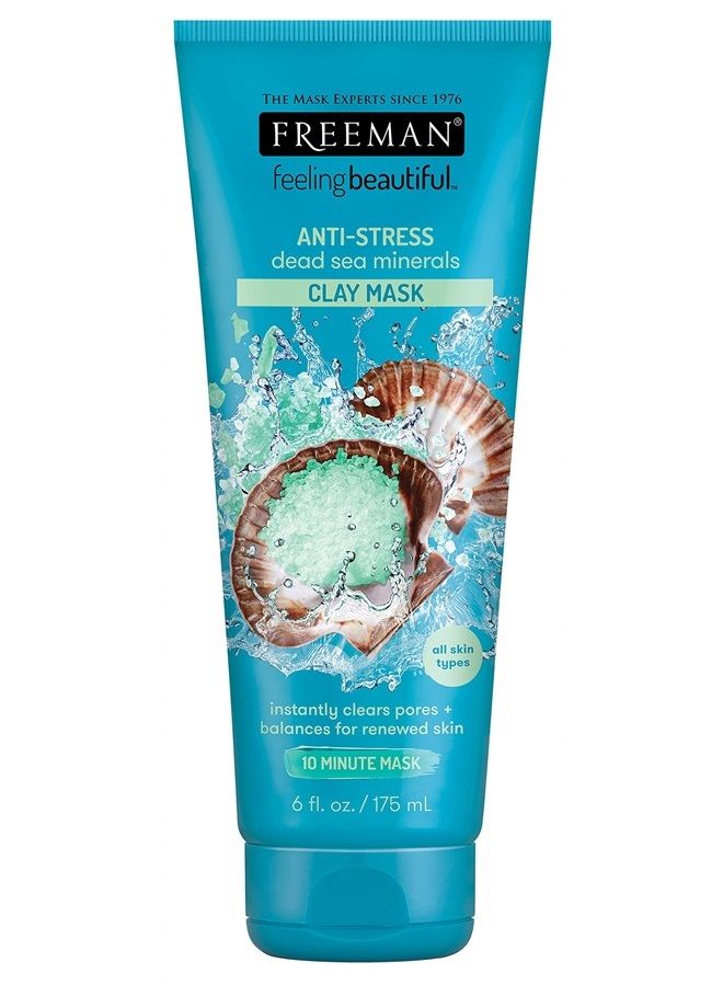 Freeman Anti-Stress Clay Facial Mask with Dead Sea Minerals, Balancing and Clearing Beauty Face Mask, 6 oz, 2 Pack - Image 1