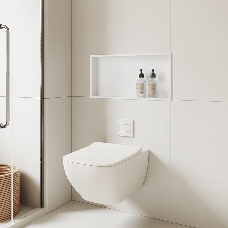MERRANOX  niche دش أبيض 24" × 12" ، niche حائط من الفولاذ المقاوم للصدأ 304 ، رف حمام مدمج ، لا حاجة للبلاط ، تركيب سهل - Image 2