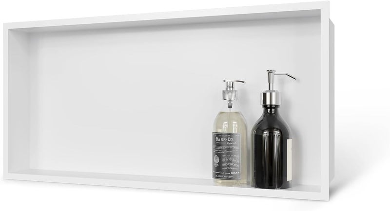 MERRANOX  niche دش أبيض 24" × 12" ، niche حائط من الفولاذ المقاوم للصدأ 304 ، رف حمام مدمج ، لا حاجة للبلاط ، تركيب سهل - Image 1