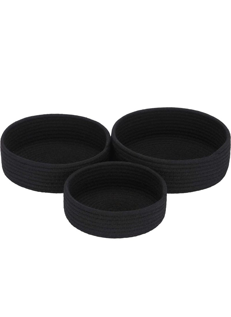 FASSCETE FASSCETE Storage Natural Handwoven Jute Shelf BasketStorage Basket For Your Home Kitchen SmallMediumLarge Pack of 3 SET OF 3 Black  - Image 5