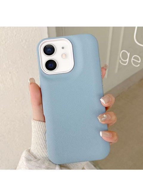 For iPhone 12 Leather Texture Phone Case(Sky Blue)