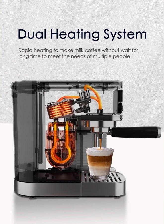 Cafelffe Automatic Espresso and Cappuccino Machine With Milk Frother 20Bar Espresso Maker With Double Boilers And Self Cleaning For Home For Cappuccino or Latte 1.3L - Image 3