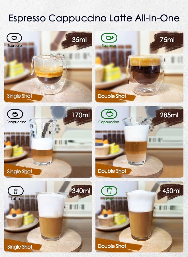 Cafelffe Automatic Espresso and Cappuccino Machine With Milk Frother 20Bar Espresso Maker With Double Boilers And Self Cleaning For Home For Cappuccino or Latte 1.3L - Image 2