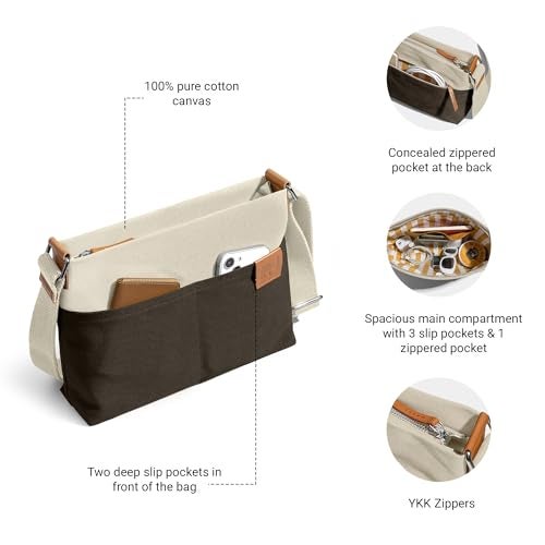 DailyObjects All Sunday Sling Crossbody Bag For Men & Women | Cotton Canvas Purse With Slip Pockets | Zip Closure | Storage Space For Essentials | Shoulder Handbag | Handcrafted Ivory - Clove - Image 2