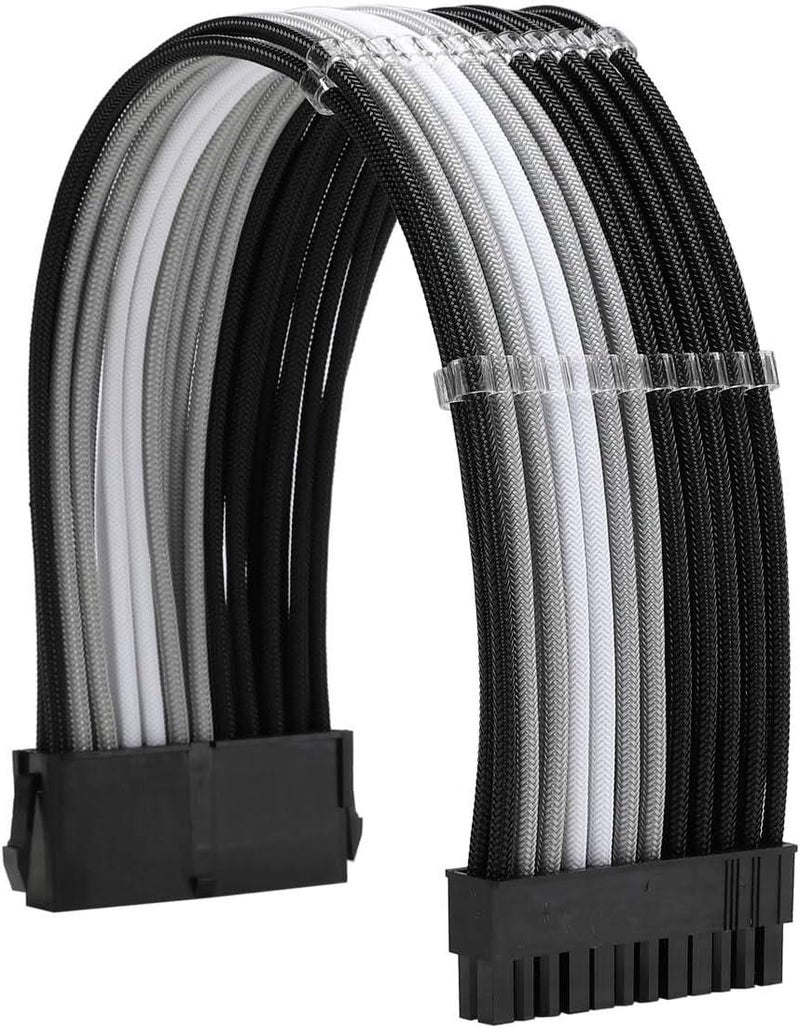 Formulamod Sleeve Extension Power Supply Cable Kit 18AWG ATX 24P+ EPS 8-P+PCI-E8-P with Combs for PSU to Motherboard/GPU Fm-NCK3 (Black Silver White) - Image 3