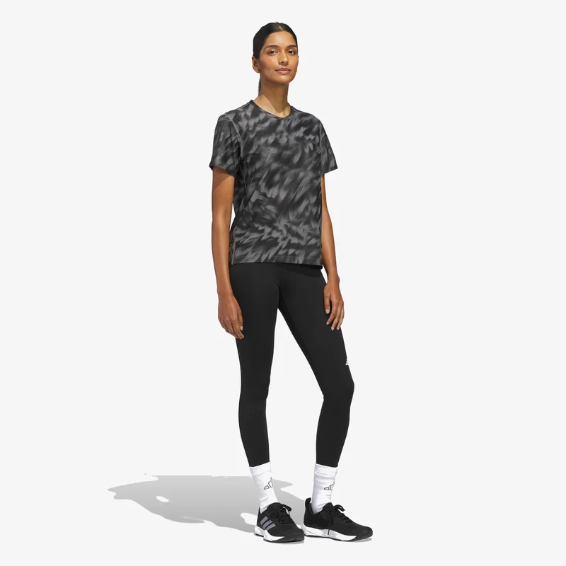 Adidas Grey Own The Run Allover Print T-Shirt for Women | Best Price UAE
