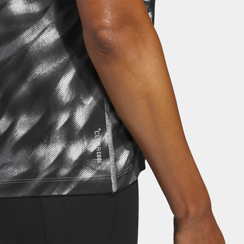 Adidas Grey Own The Run Allover Print T-Shirt for Women | Best Price UAE