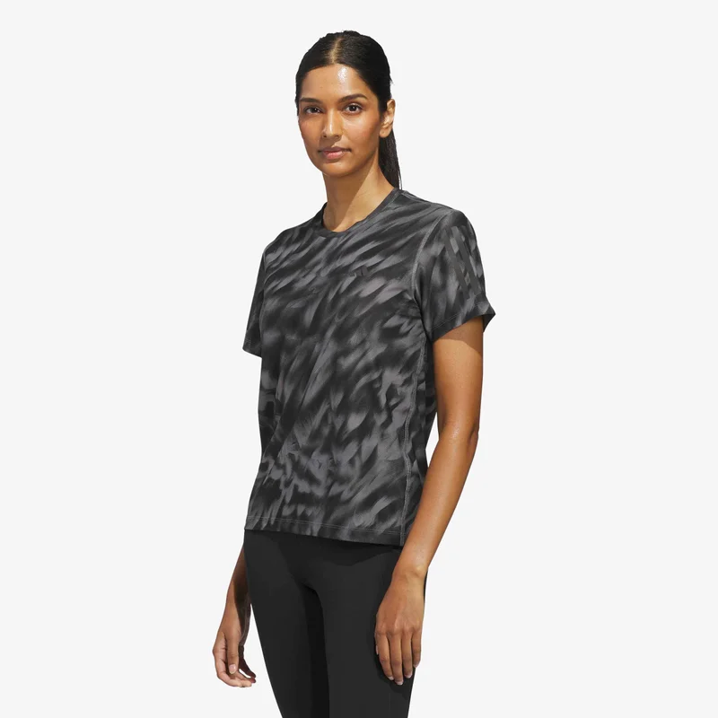 Adidas Grey Own The Run Allover Print T-Shirt for Women | Best Price UAE