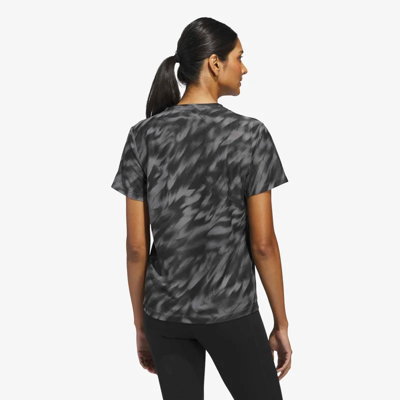 Adidas Grey Own The Run Allover Print T-Shirt for Women | Best Price UAE