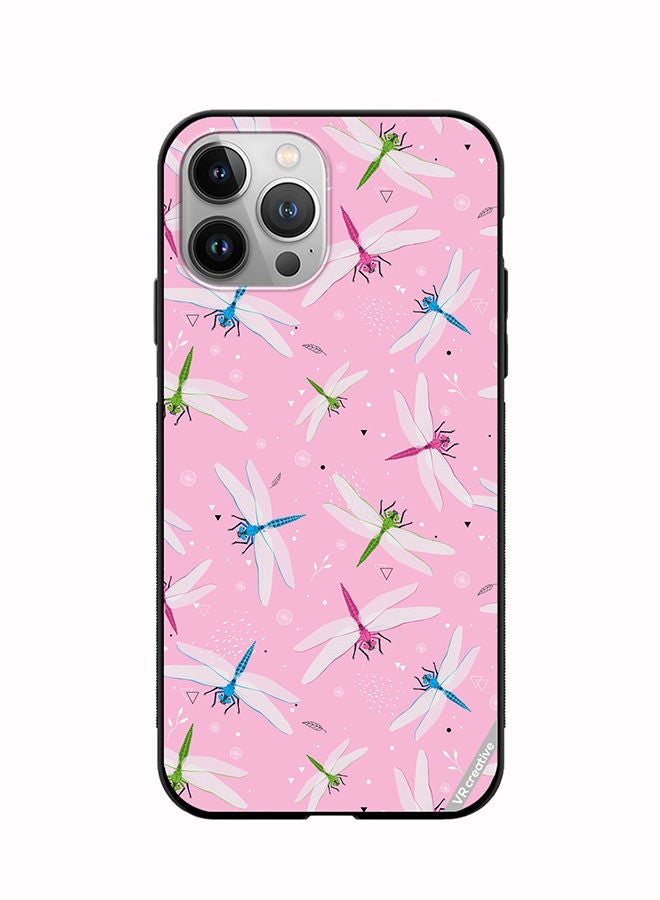 VR CREATIVE Protective Case Cover For Apple iPhone 11 Pro Max Dragonfly And Flowers Pattern On Pink Design Multicolour - Image 1
