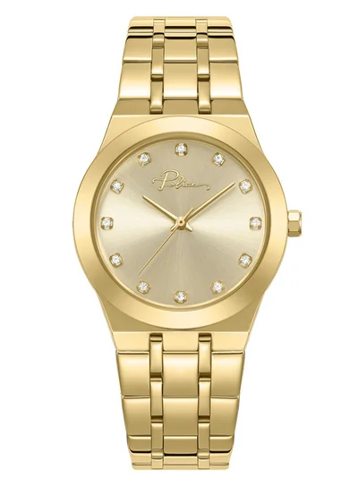 POLICE Women's Allure 32mm Women's Watch with Gold Enamel Dial & Signature at 12 oâ€™clock
