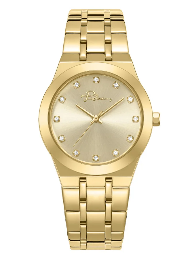 POLICE Allure Women's 32mm Two-Tone Watch with Gold Sunray Enamel Dial, 12 Dazzling Stones & Signature at 12 o’clock