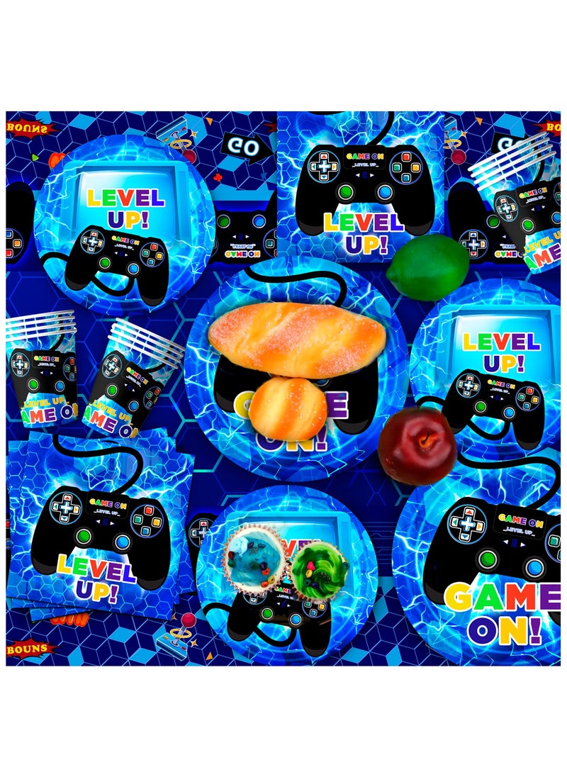 FRUITFUL PARTY - Video Game Birthday Disposable Party Tableware for 16 Guests, Gamer Birthday Decorations Set Games Party Supplies - Image 1