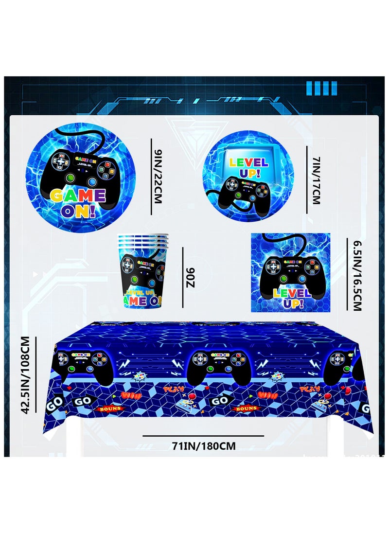 FRUITFUL PARTY - Video Game Birthday Disposable Party Tableware for 16 Guests, Gamer Birthday Decorations Set Games Party Supplies - Image 1