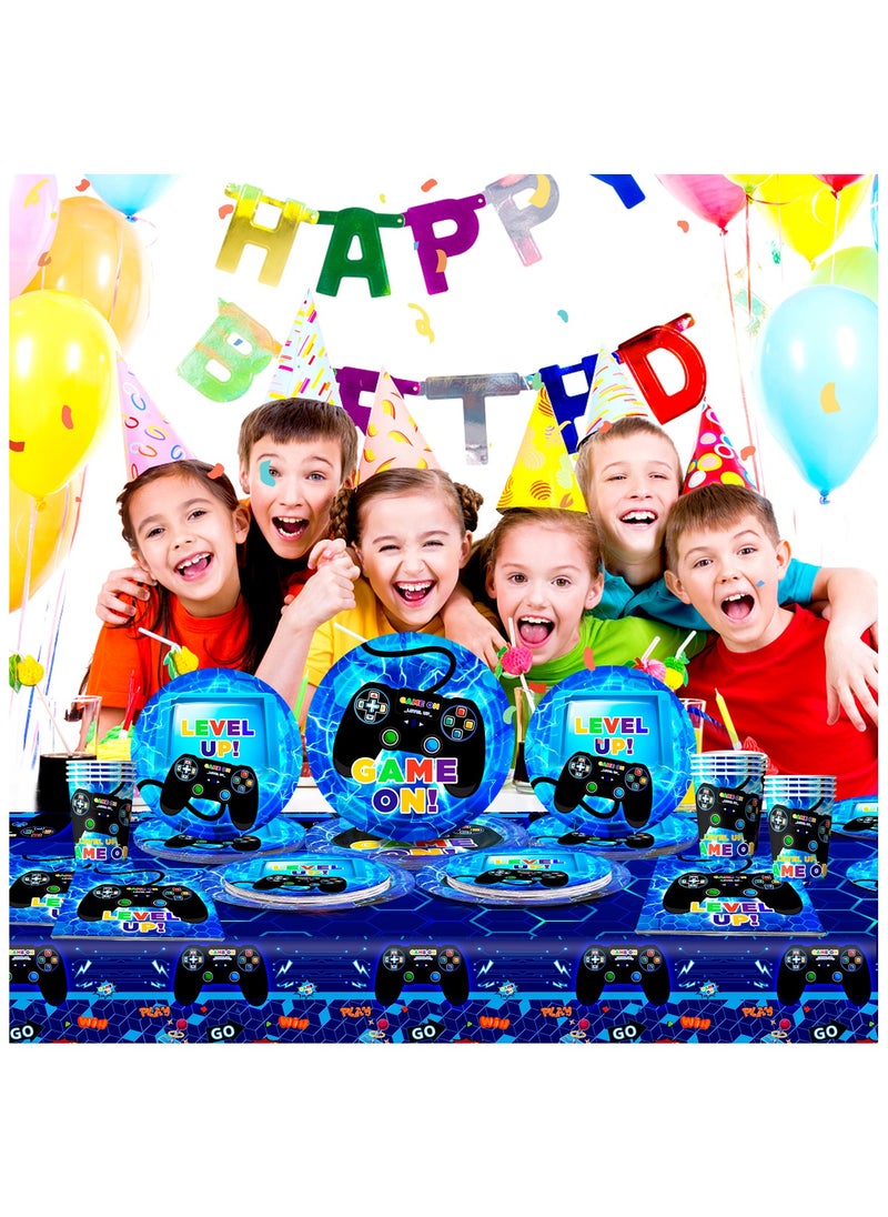FRUITFUL PARTY - Video Game Birthday Disposable Party Tableware for 16 Guests, Gamer Birthday Decorations Set Games Party Supplies - Image 1