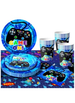 FRUITFUL PARTY Video Game Birthday Disposable Party Tableware for 16 Guests, Gamer Birthday Decorations Set Games Party Supplies  - Image 1