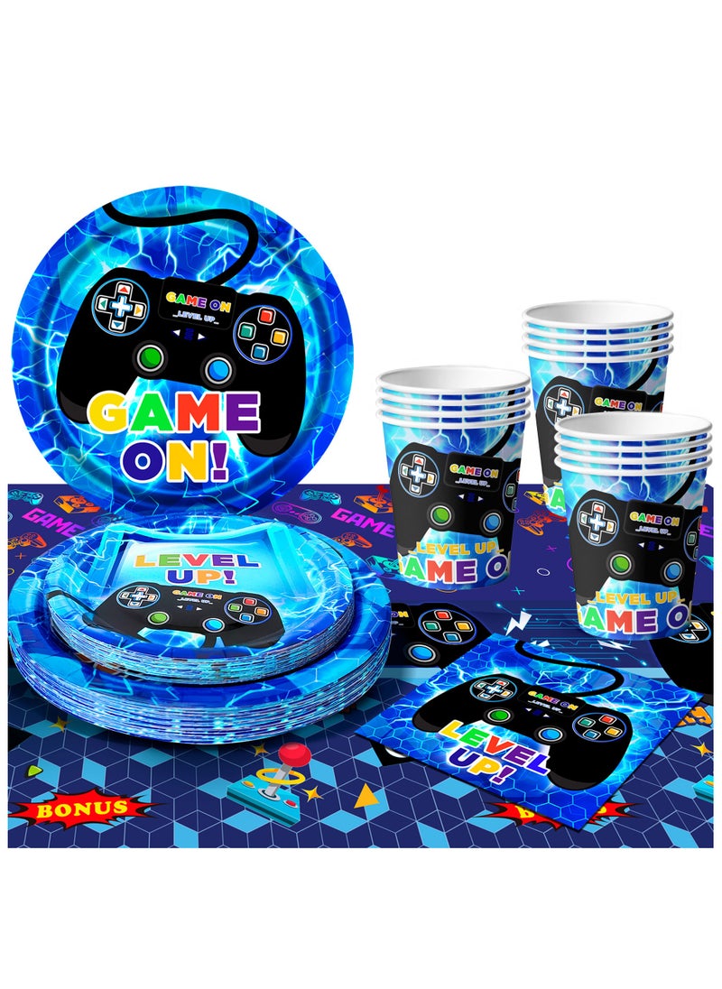 FRUITFUL PARTY - Video Game Birthday Disposable Party Tableware for 16 Guests, Gamer Birthday Decorations Set Games Party Supplies - Image 1