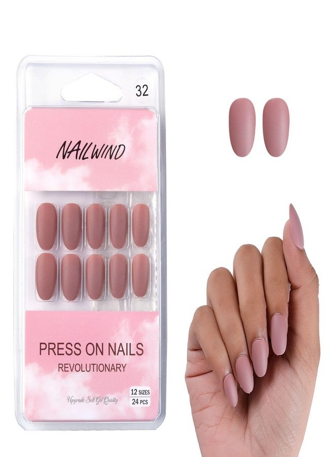 نيل ويند أظافر صناعية فرنسية قصيرة طبيعية من نايل ويند، 24 قطعة، أظافر أكريليك تغطي الظفر بالكامل، أظافر صناعية طبيعية رقيقة ومريحة للنساء والفتيات (N32، 24 قطعة - عبوة واحدة) - Image 1
