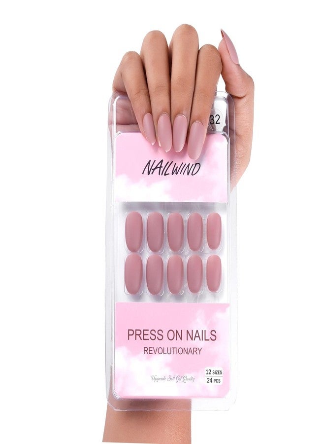 نيل ويند أظافر صناعية فرنسية قصيرة طبيعية من نايل ويند، 24 قطعة، أظافر أكريليك تغطي الظفر بالكامل، أظافر صناعية طبيعية رقيقة ومريحة للنساء والفتيات (N32، 24 قطعة - عبوة واحدة) - Image 2