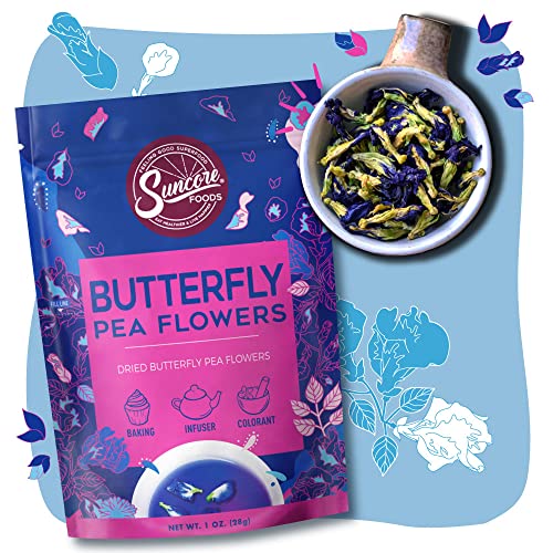 Suncore Foods Dried Butterfly Pea Flowers Bloom, Caffeine-Free Tea, Gluten-Free, Non-GMO, 1oz (1 Pack) - Image 3