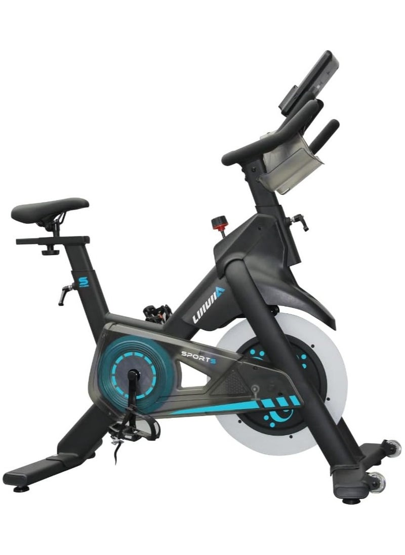 Magnetic stationary bike with a spinning wheel, weighing 13 kg, for indoor use with a maximum user weight of 150 kg, quiet fitness bike for cardio exercises with a comfortable seat, model 9302
