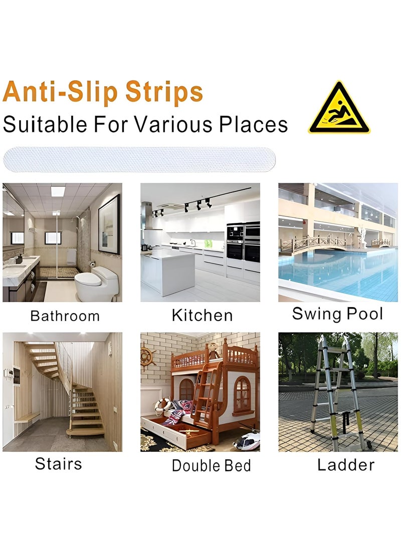 Dustex Dustex PEVA Safety Anti Slip Adhesive Shower Stickers Strips Treads with Scrape for Adults and Kids White 2 x 20 cm  - Image 4