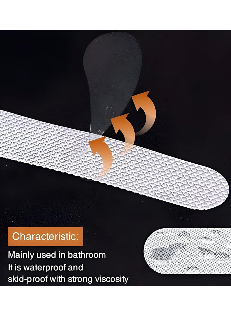 Dustex Dustex PEVA Safety Anti Slip Adhesive Shower Stickers Strips Treads with Scrape for Adults and Kids White 2 x 20 cm  - Image 3