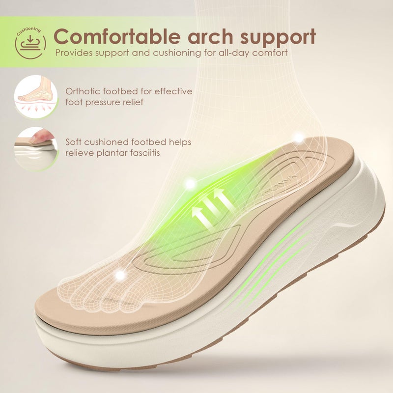 Vilanva Women's platform sandals Comfortable Cushioned Walking Shoes with Soft Insole Backstrap Casual Open Toe Summer Sandals Taupe Size 8 - Image 4
