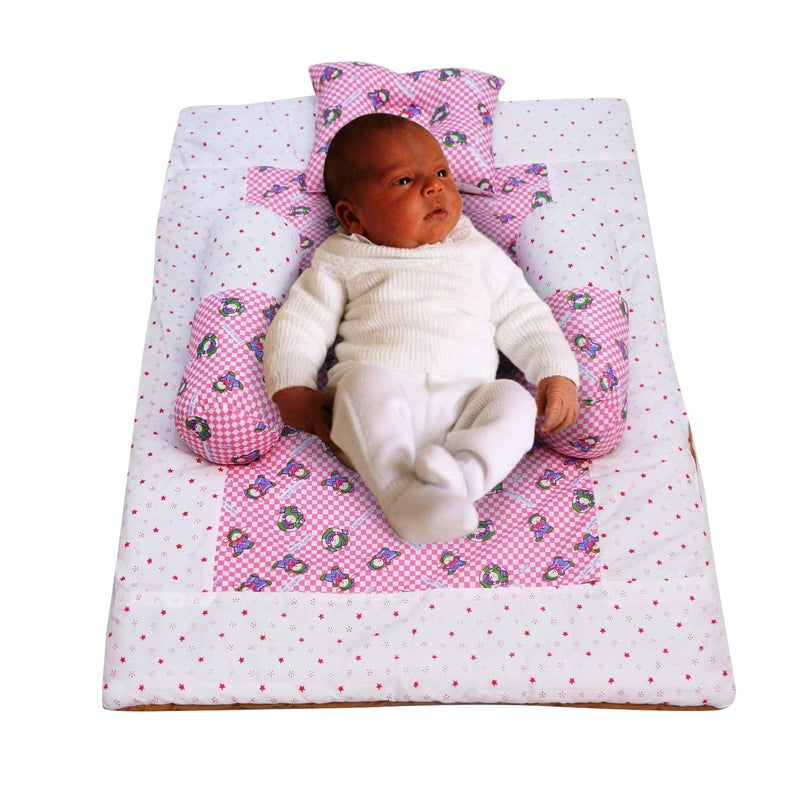 Creative Textiles Cotton Multicolor Baby Bedding Set 4Pc Feels Like Mother's Lap (Pink Flower Design) Soft Cotton Material NestUltra Soft Cusioned - Image 4