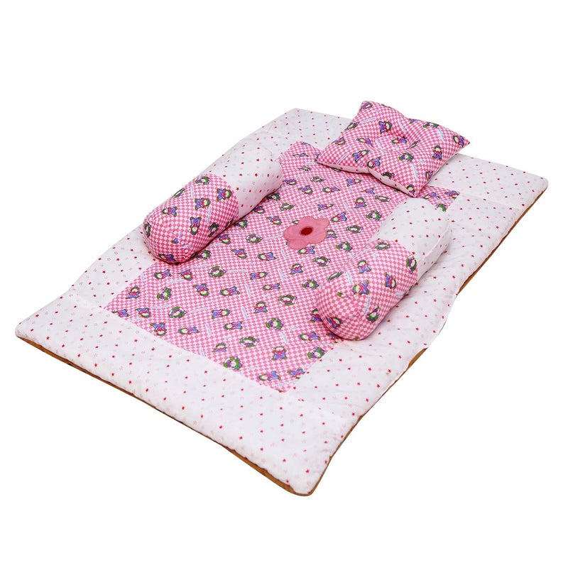 Creative Textiles Cotton Multicolor Baby Bedding Set 4Pc Feels Like Mother's Lap (Pink Flower Design) Soft Cotton Material NestUltra Soft Cusioned - Image 2