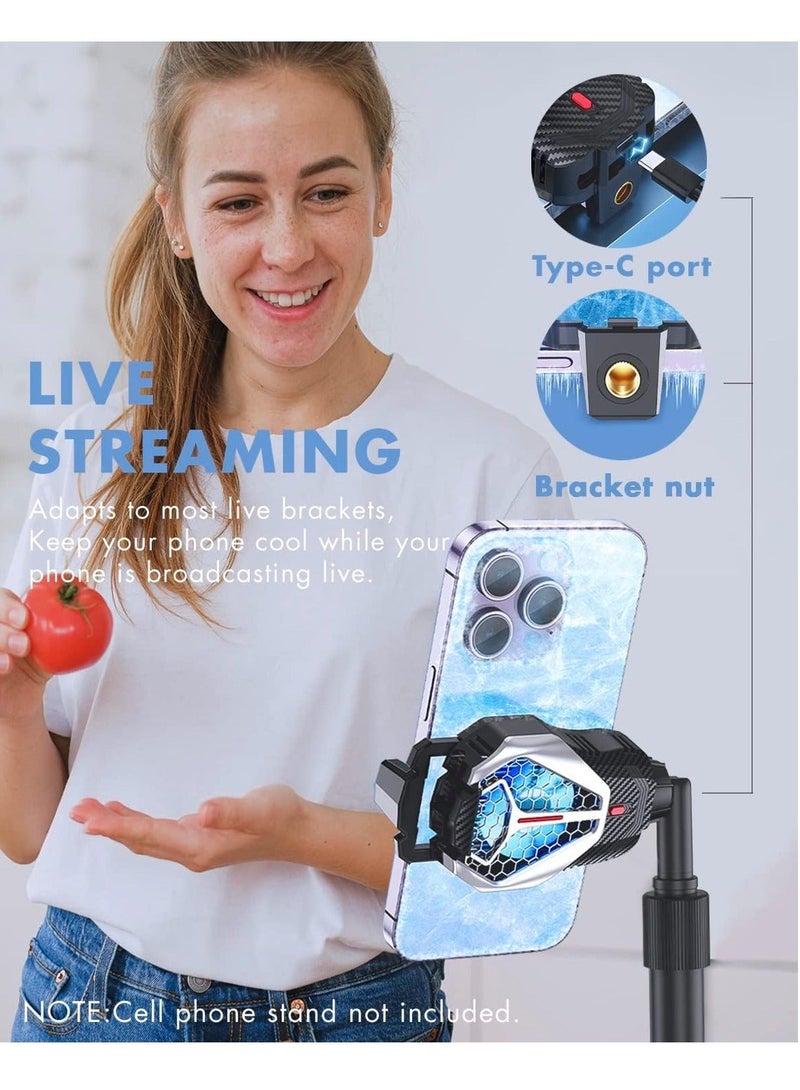 Loquat Phone Cooler,Phone Cooling Fan with Semi-Conductor Cooling Chip, Universal Cellphone Radiator for Tiktok Live Streaming, Outdoor Vlog, Mobile Gaming - Image 4