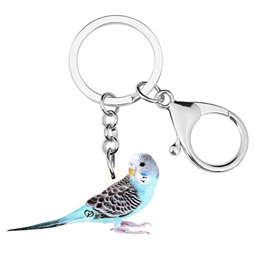 DUOWEI Acrylic Blue Long-tailed Parakeet Bird Keychain Cute Keyring Purse Charm Gift for Women Teen Girl (Blue) - Image 1