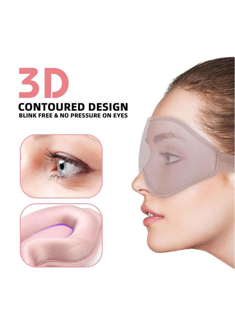 SYOSI 3D Contoured Sleep Mask for Women Men, Effective Light Blocking Eye Mask Sleeping Soft Night Blindfold with Adjustable Strap, Breathable & Soft for Sleeping, Yoga, Traveling (Pink)  - Image 2