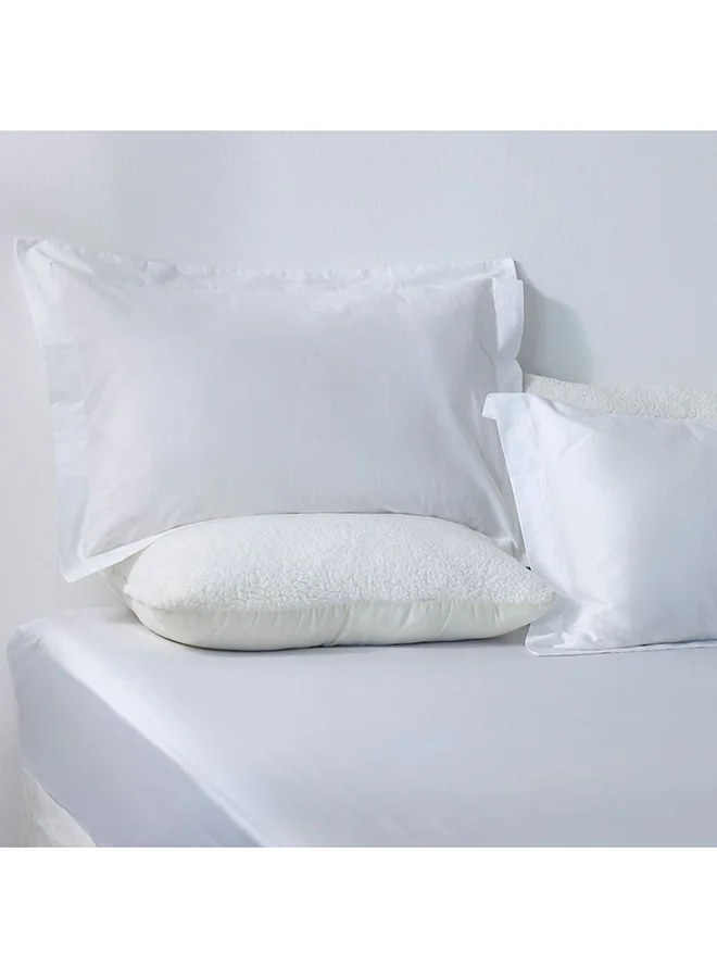 دانوب هوم Danube Home Serene 2 Pc Cotton Pillow Case Set - White - 50x75 cm | 100% Cotton -300 Thread Count Decorative Throw Pillow Cover Set For Couch Sofa Pillows