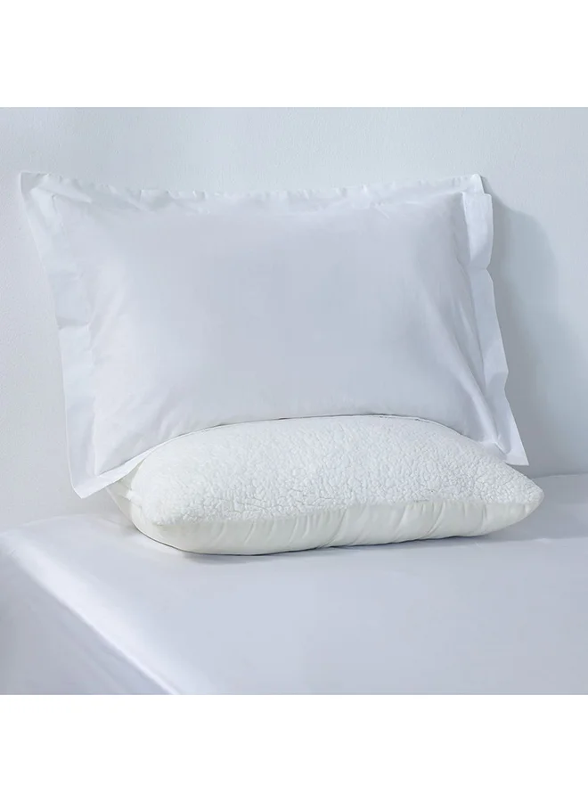 دانوب هوم Danube Home Serene 2 Pc Cotton Pillow Case Set - White - 50x75 cm | 100% Cotton -300 Thread Count Decorative Throw Pillow Cover Set For Couch Sofa Pillows