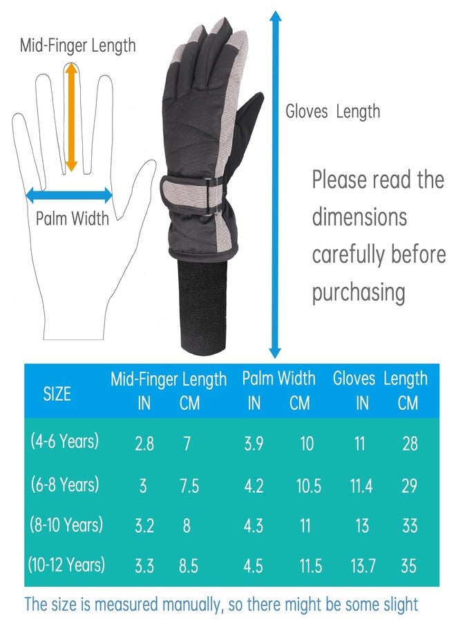 XTACER Kids Ski Snow Gloves Snowboard Winter Warm Cold Weather Gloves for Boys Girls Children (Long Cuff -Black, 10-12 Years) - Image 4