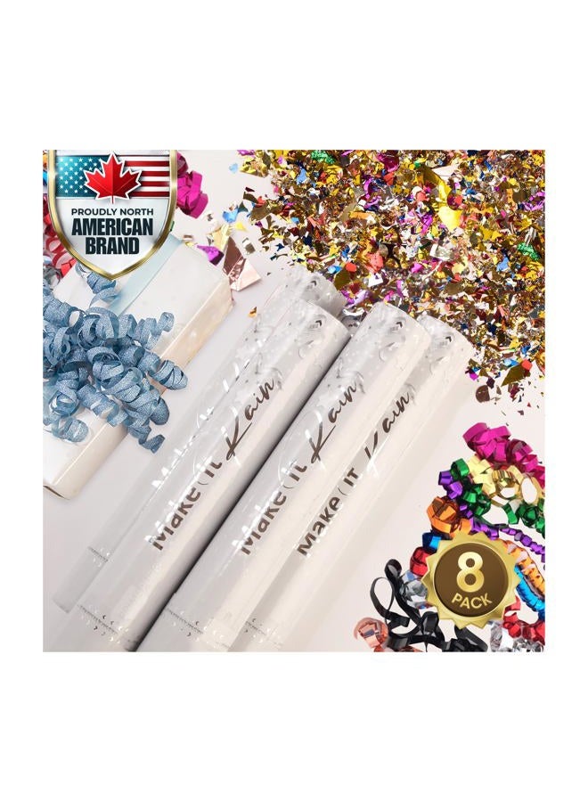PrimePure Confetti Cannon Party Poppers - Metallic Foil Multicolor Confetti Poppers & Streamers - 8 Pack - NYE Party Cannon Glitter Bomb Pop Gun for New Years Eve 2026, Birthday, Celebration, Pranks - Image 1