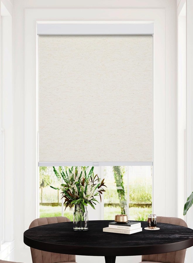 Persilux Free-Stop Cordless 100% Blackout Roller Shades with Natural Woven Fabric UV Protection Privacy Window Blinds for Windows, Home, Cream 20" W x 72" H - Image 5