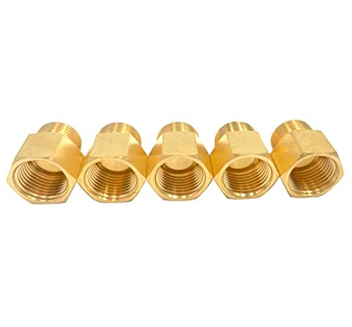 Bumugufu 5 Pack Solid Brass 1/2" Female NPT x 1/2" Male NPT Thread Brass Hex Pipe Fittings Adaptor - Image 3